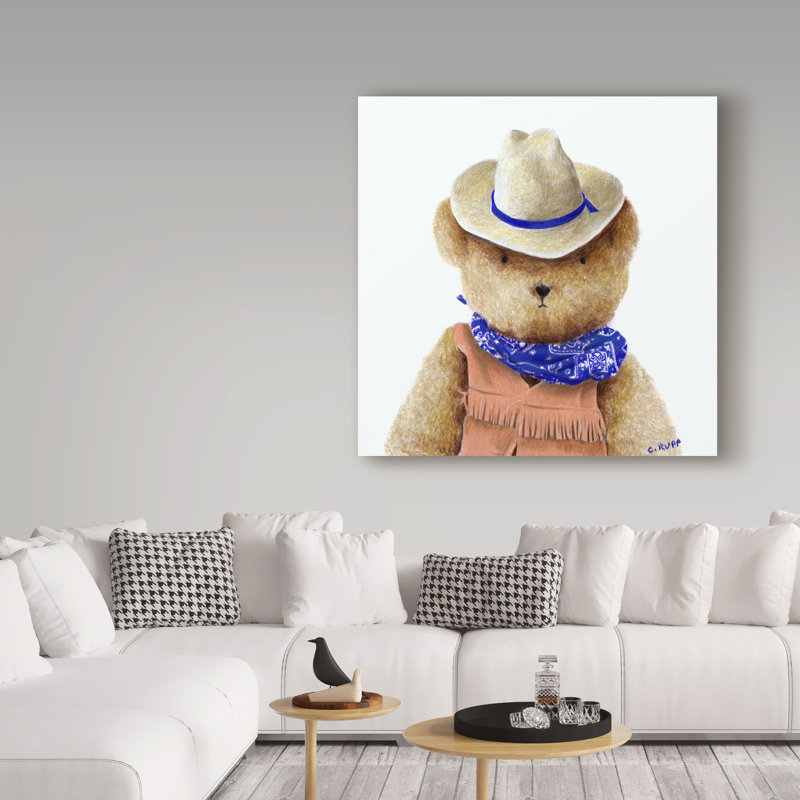 « teddy bear v », art sur toile, H 14 po x l 14 po x P 2 po