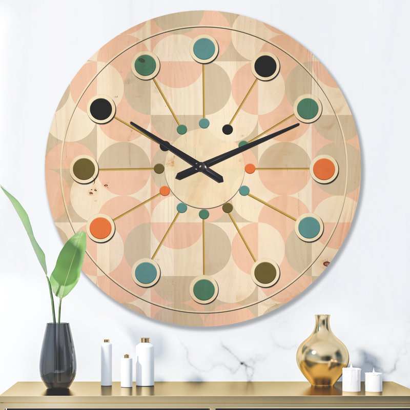 Horloge murale circulaire en bois III, Très grand