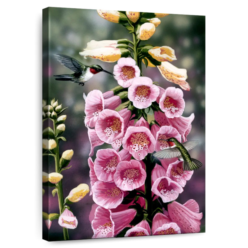 Harnek Hummingbirds Foxgloves, 36" H x 24" W