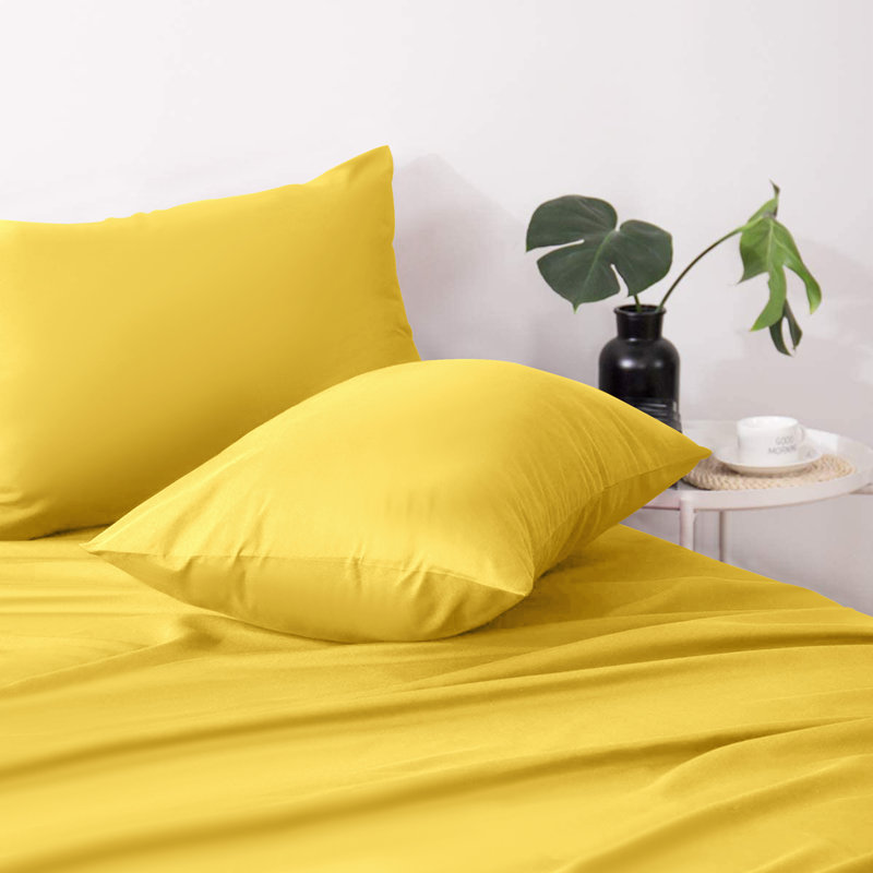 Jaramiah Super Soft Plain Microfiber PillowCase, Mustard
