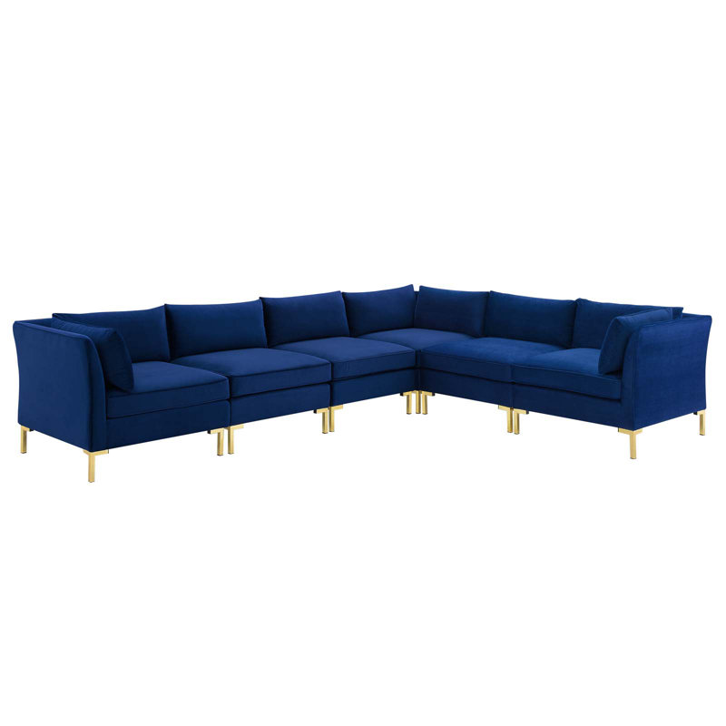 Canapé modulaire en velours 6 pièces Ardent Performance, Velours marine