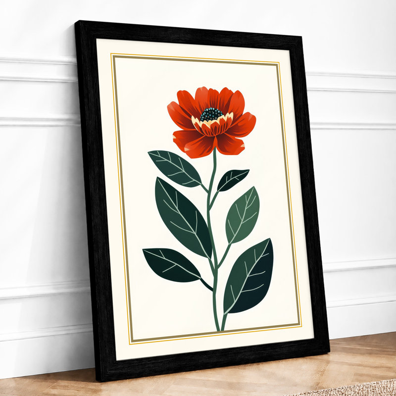 Single Stem In Bloom Botanical - Print, Black, A4 - 29.7 x 21.0 cm