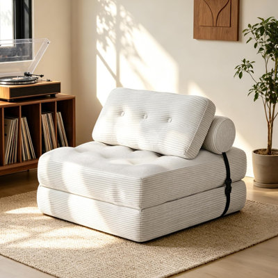 Folding Sofa Bed Boneless Sofa Couch Foldable Lounger & Mattress with Soft Corduroy & High-Density Foam Convertible Sleeper Chair with Back Support Portable No Assembly for Living Room Bedroom