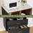 Glass Door Pantry Cabinet with 2 Drawers, Tall Storage Sideboard for Living Room, Black-634102223
