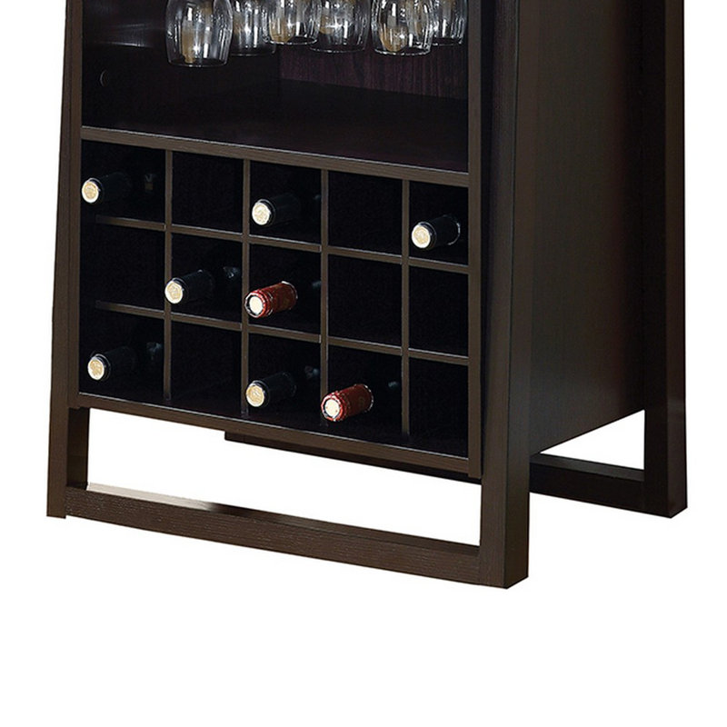 Addingrove Home Bar, Wine Rack, Storage Cabinet, Laminate, Brown, Contemporary, Modern