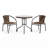 28'' Round Metal Table with Rattan Edging and 2 Rattan Stack Chairs-374904535