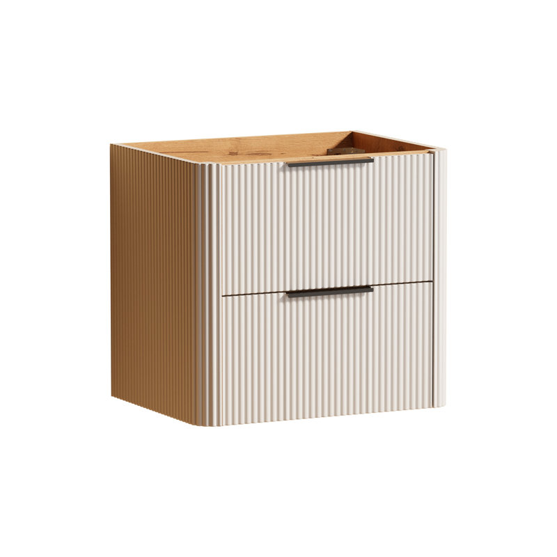 Meuble-lavabo simple de 61 cm (24 po) seulement, meuble suspendu avec garniture en bois cannelé et surface peinte résistante à l'eau