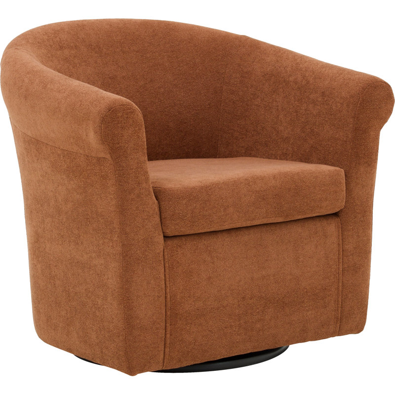 Anstett Upholstered Swivel Barrel Chair, Chloe Clay 100% Polyester