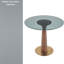 Ensemble de salle à manger moderne 3 pièces - Table de salle à manger ronde avec plateau en verre trempé et 2 chaises rembourrées avec dossier en anneau, base en noyer et or-1177258306