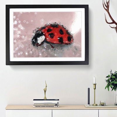 Red Ladybird Insect on a Pink Petal in Abstract - Picture Frame Painting Print