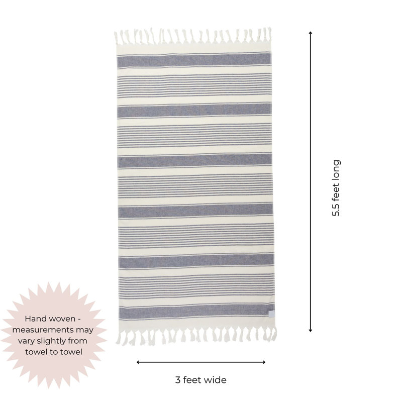  Serviette rayée en coton turc, Bleu
