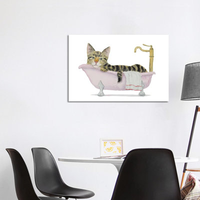 Tabby Cat Bath Time by Alexey Dmitrievich Shmyrov - Wrapped Canvas Gallery-Wrapped Canvas Giclée