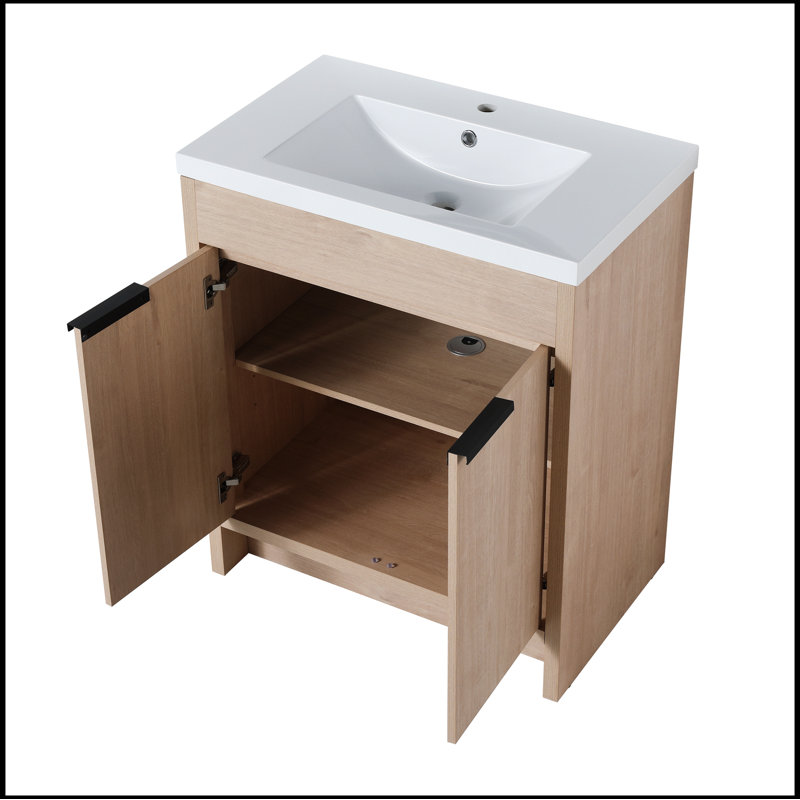 Saayan 30 " W Freestanding Standard Free Standing 1 Single Vanity Bathroom Vanity With Resin Top
