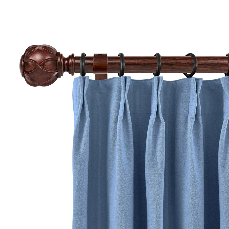 Tringle à rideaux simple ajustable Derra, Grain de bois rouge, 72" - 144"