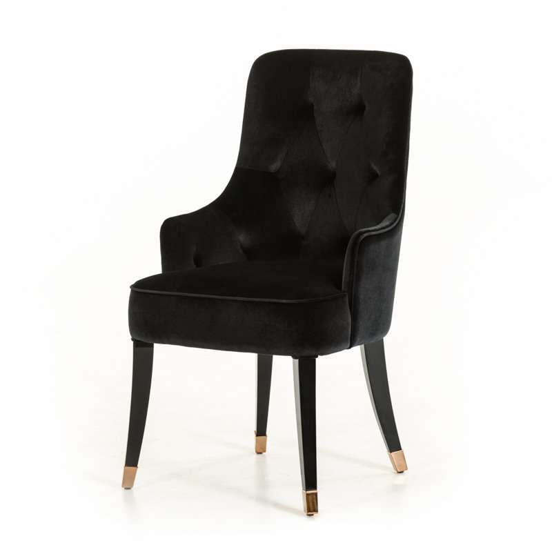 Chaise 38 po en velours noir, Noir