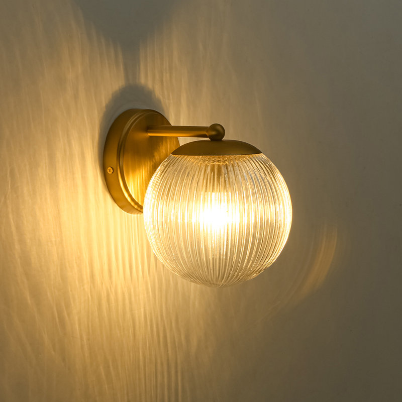 Applique murale en verre cannelé 1 lumière Contemporary Glam