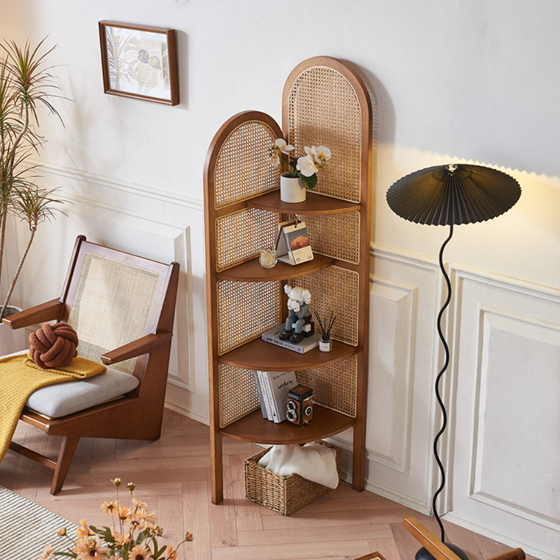 Vitrine de coin simple en bois massif