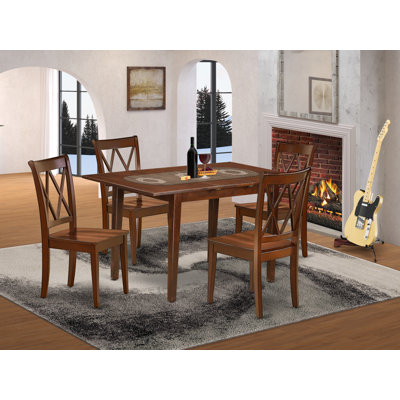 5 Piece Dining Table Set for 4 Includes a Rectangle Kitchen Table with Butterfly Leaf and 4 Dinette Chairs, Black