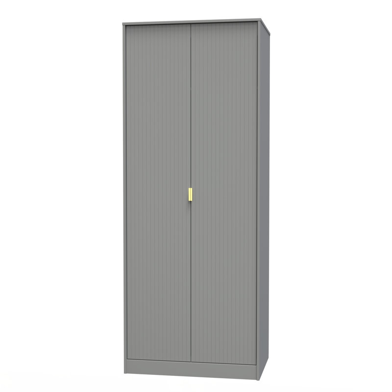 Fully Assembled 2 Door Wardrobe, 197cm H x 111cm W x 53cm D, Dusk Grey