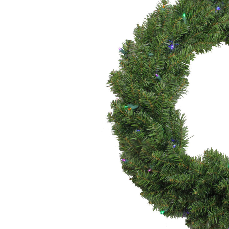Faux Lighted Wreath, 6" H x 24" W x 24" D