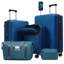 Ensemble de valises 5 pièces avec valise semi-ouverte à roulettes semi-ouvertes avec roulette double, bagage de voyage léger avec port USB, serrures TSA
