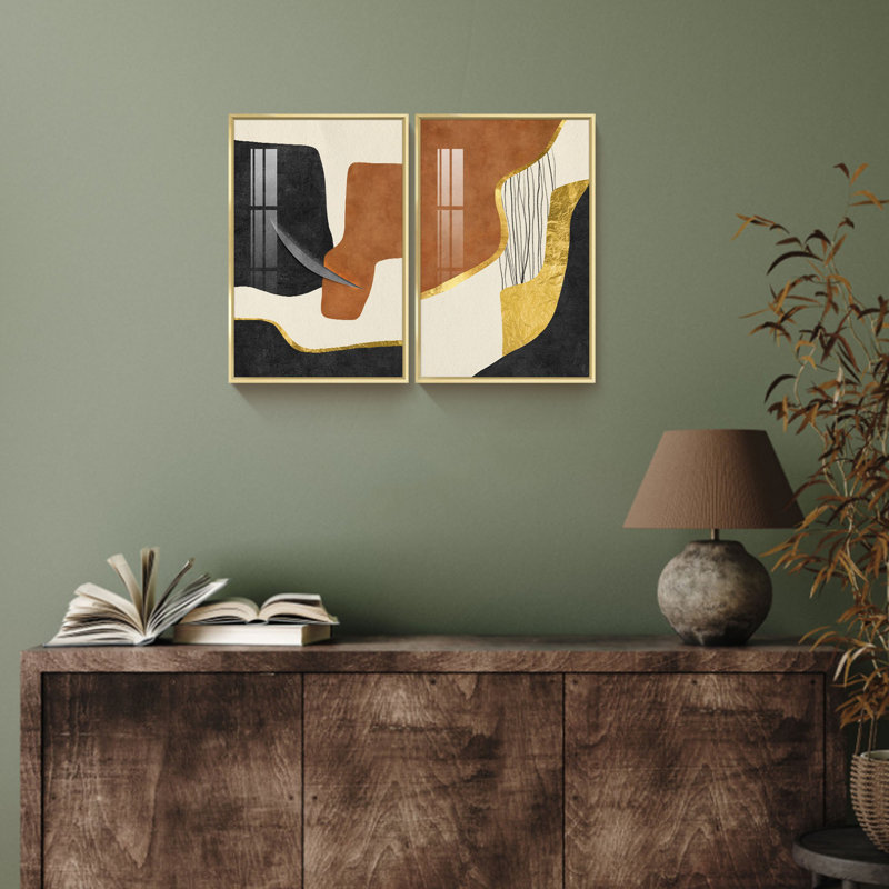 Boho, reproduction d'art encadrée sur toile, 2 pièces, Or, L 24 po x H 16 po x P 1 po