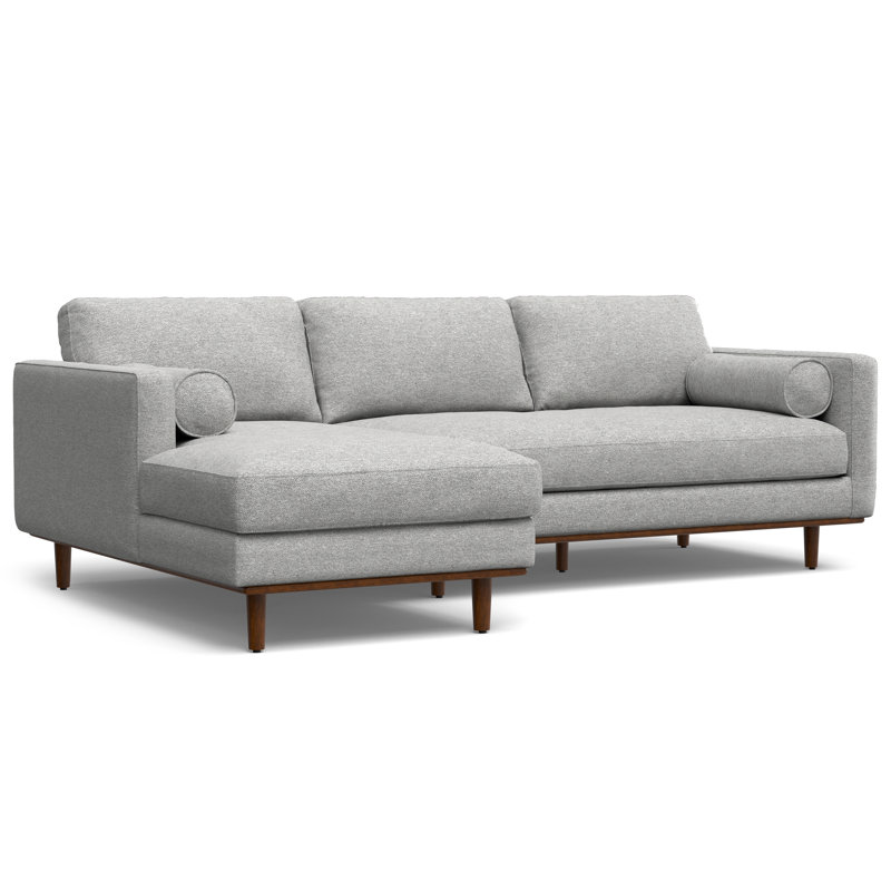 Morrison Large Left Sectional Sofa,Mid-Century Modern Couch with Chaise Lounge and Eco-Friendly Woven-Blend Fabric, Mist Gray