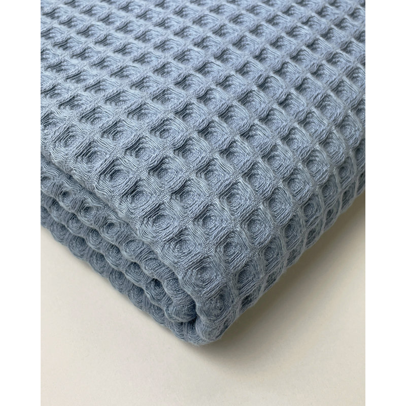 Serviette de bain en coton gaufré Lycia, Bleu délavé à la pierre, 2