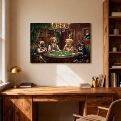 Animals Dogs Playing Poker In Elegant Room