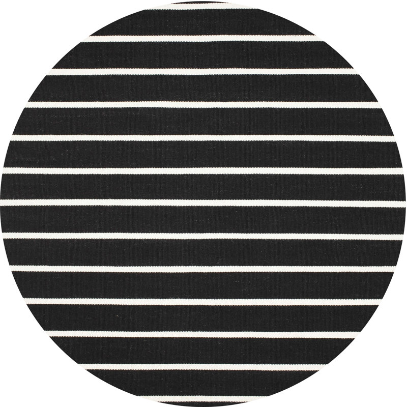 Tapis contemporain noir / beige, Rond 5 pi