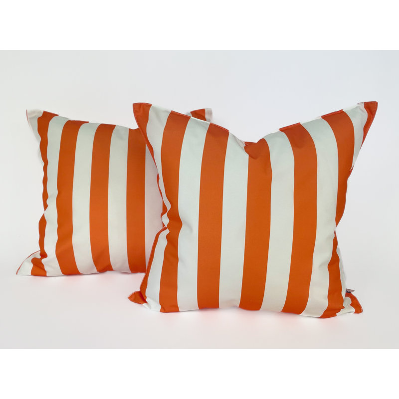 Striped Outdoor Accent Pillow Covers, Orange Tiger