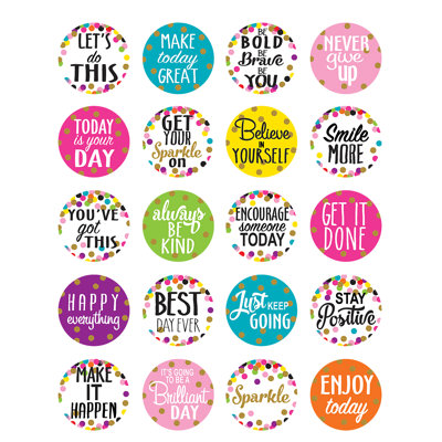 Teacher Created Resources Confetti Words To Inspire Stickers, 120 Stickers Per Pack, 12 Packs