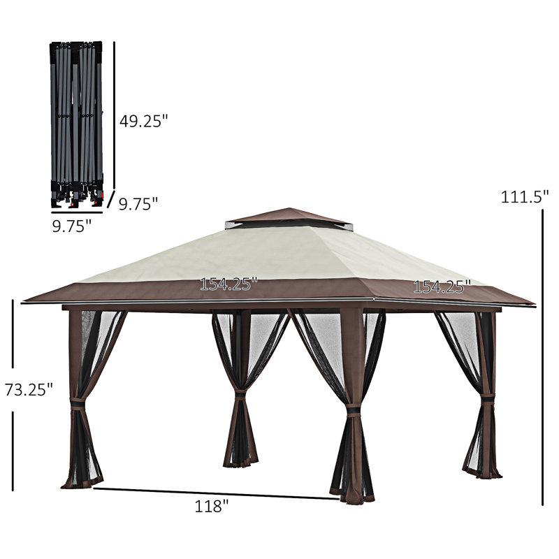 Pavillon de jardin avec filet Outsunny