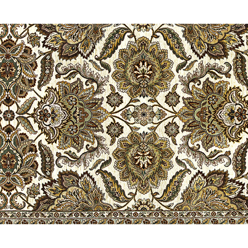 Hand Knotted Wool Area Rug in Gold And Rust