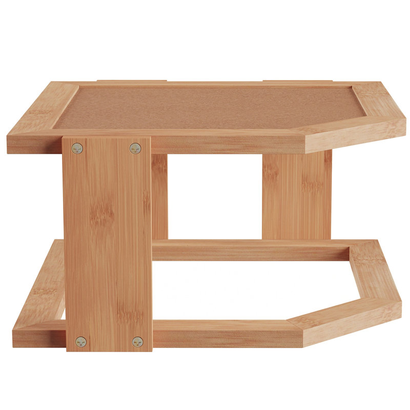 Tablette d'angle à 2 niveaux en bambou pour la cuisine ou la salle de bain, le comptoir, le rangement dans le placard et le rangement