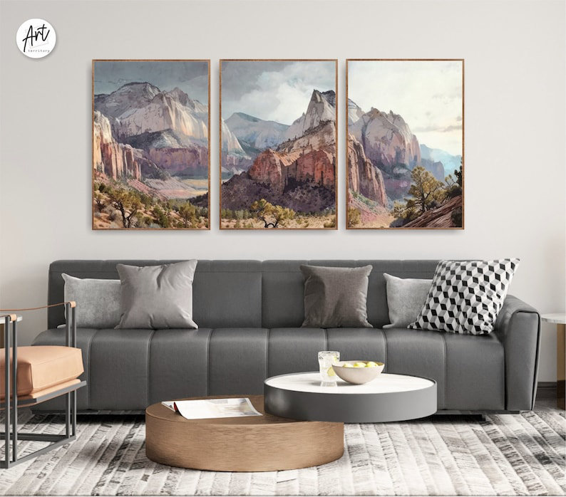 Ensemble de 3 imprimés Zion National Park, Affiche non encadrée, H 36 po x l 72 po