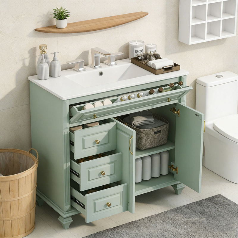Meuble-lavabo 36 po avec lavabo, Vert