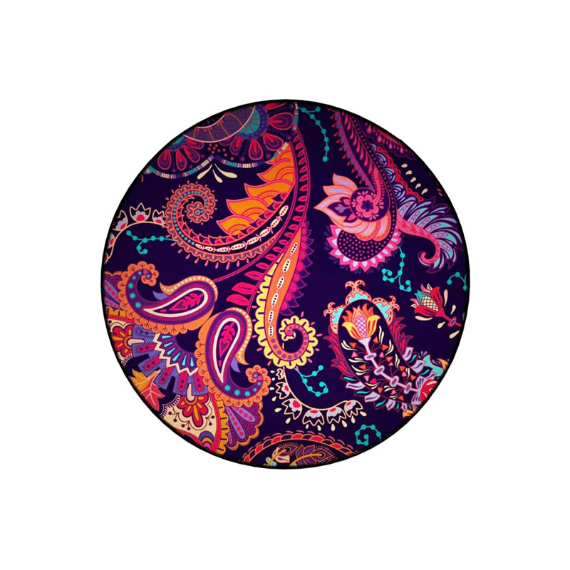 Pink Purple Ethnic Patterned Woven Base Decorative Carpet, Round 4'