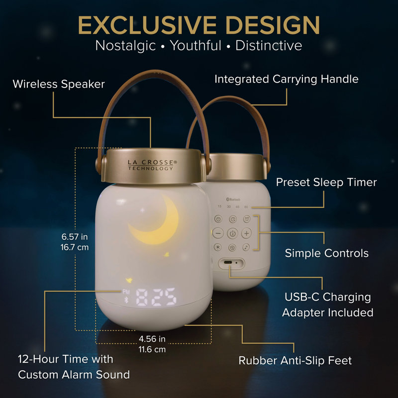 Firefly Sound Machine Digital Electric Alarm Clock in White