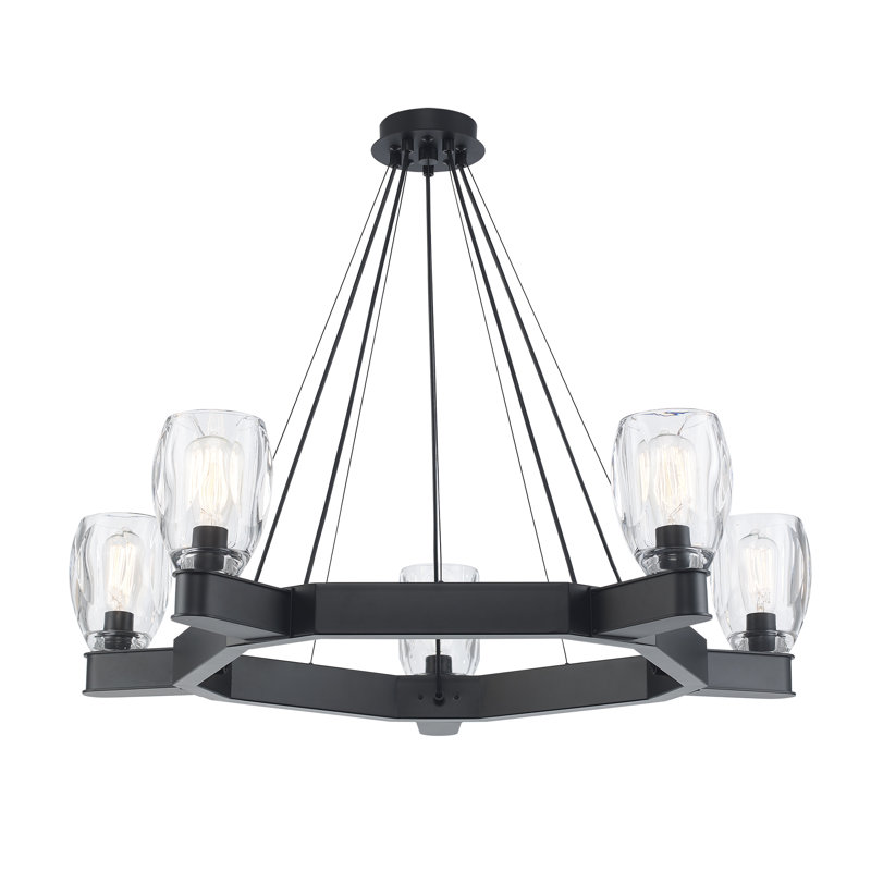 Lustre de salle à manger à roue variable à 5 lumières Jamael