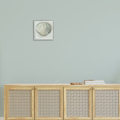 " Clam Shell Nautical Gray " by Erica Christopher Painting Print