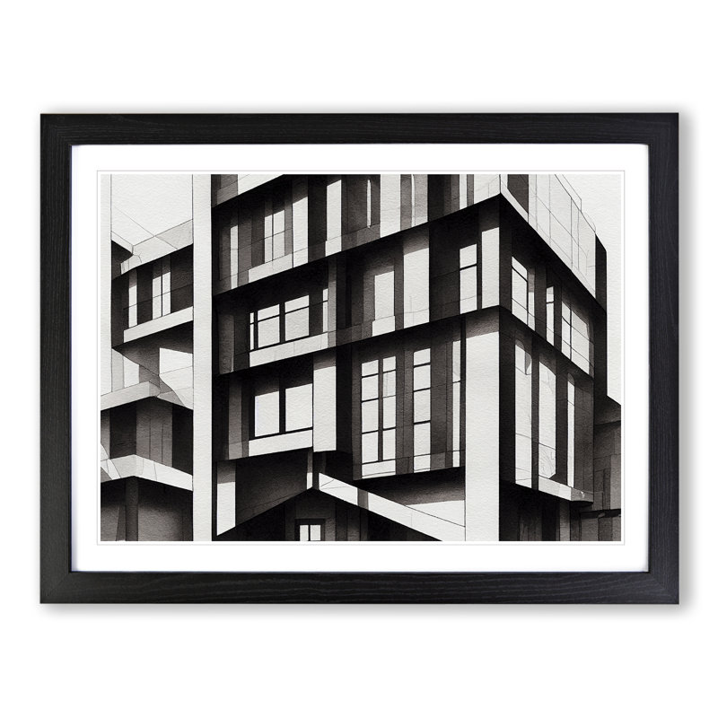 Desirable Modern Architecture - Single Picture Frame Print, Black, 46cm H x 64cm W x 2cm D