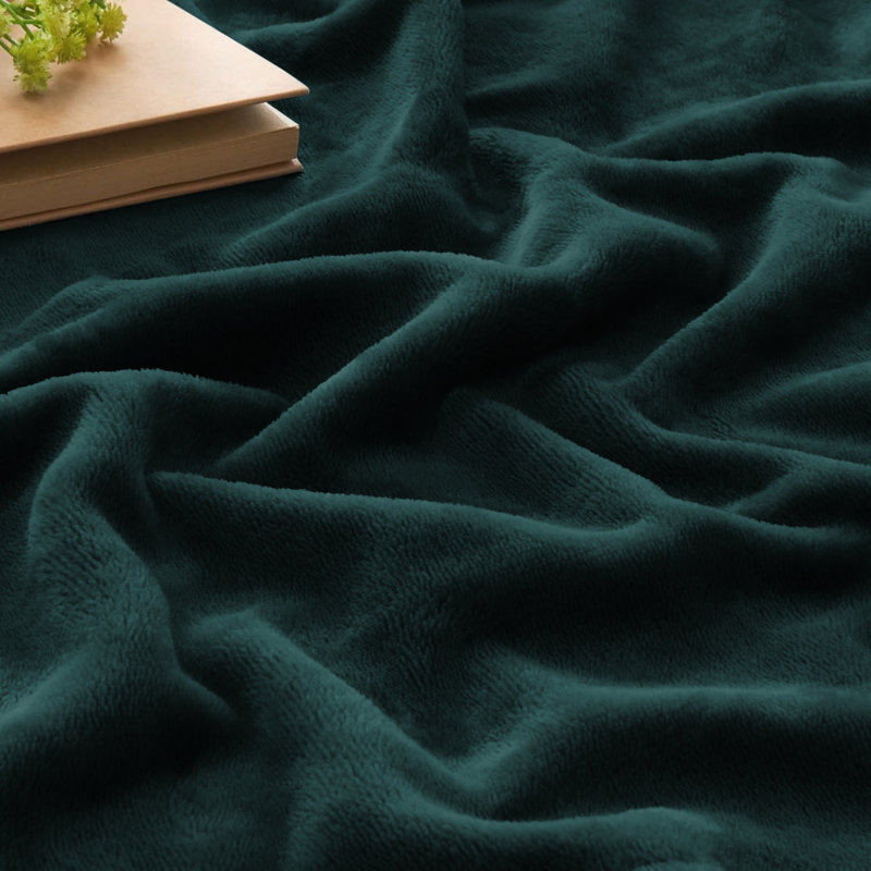 Couverture en molleton doux et moelleux - Jeté en flanelle réversible pour lit et canapé, Grand lit, Émeraude