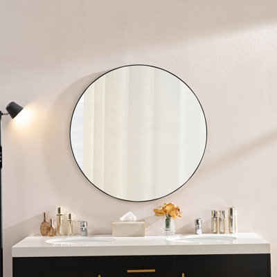 Circular Mirror Metal Framed Mirror Round Vanity Mirror Dressing Mirror, for Bathroom, Living Room, Bedroom Wall Decor