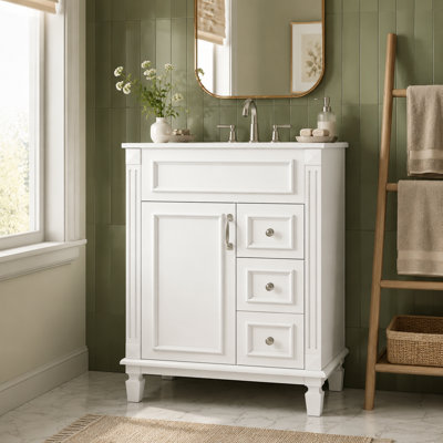 Quincaillerie de meuble-lavabo autoportant blanc chaud