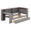Lit plateforme en bois - tablettes de rangement, tiroirs, station de charge, DEL, bureau et tête de lit tapissier inclus-311509476-311509498