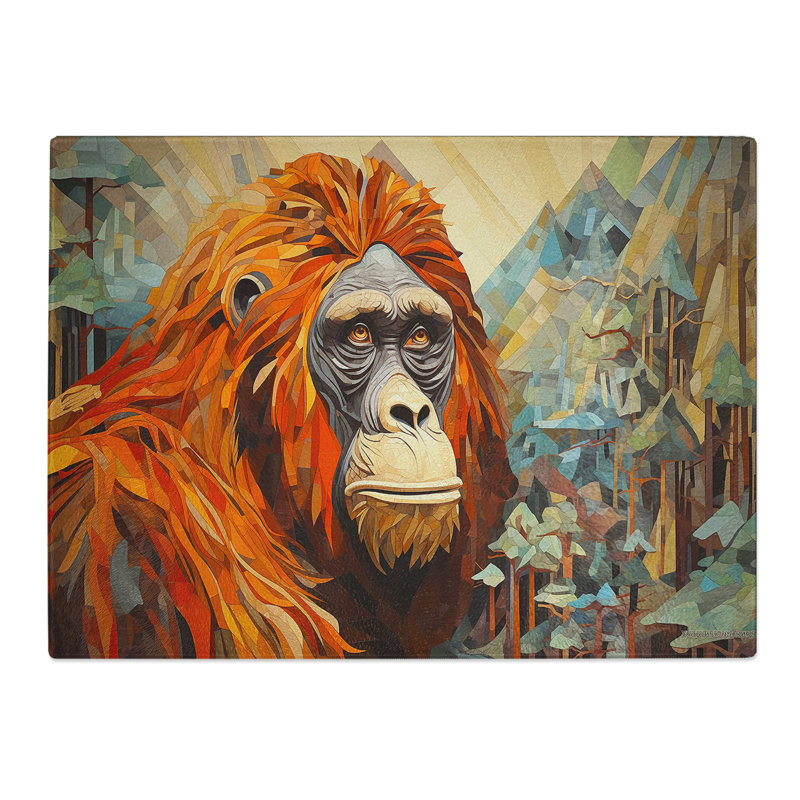 Orangutan Art Deco  Glass Chopping Board
