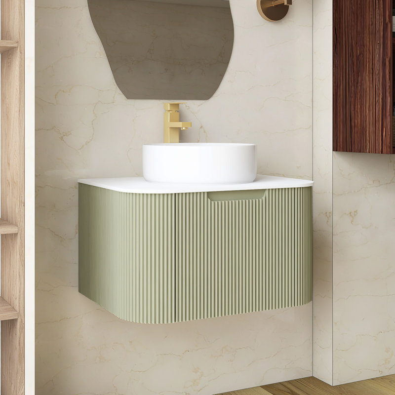Meuble-lavabo flottant mural 24 po avec lavabo, Vert clair