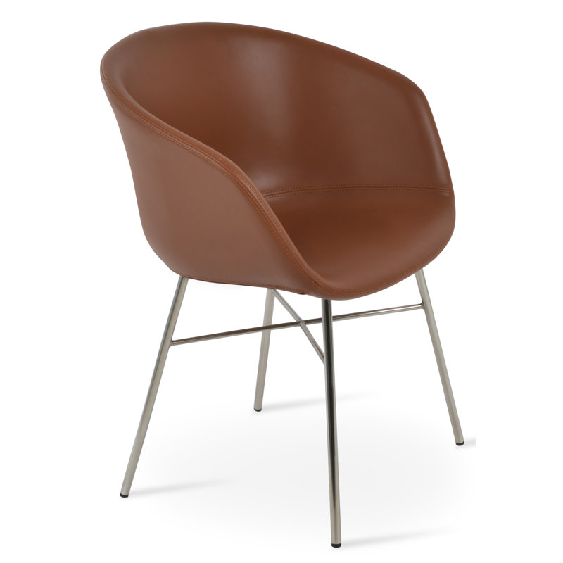 Chaise d’appoint rembourrée en similicuir Tribeca Ana, Noir, Laine argentée