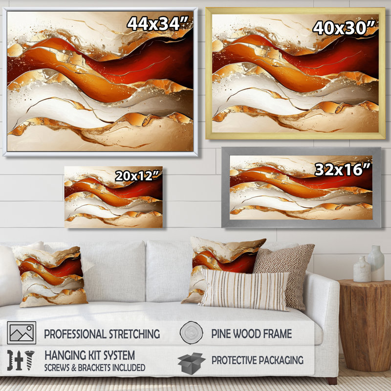 Harmonie de marbre contrastant - art mural abstrait en marbre, salon, H 12 po x l 20 po, Brun